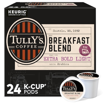 Tullys Breakfast Blend Coffee, Light Roast, 0.40 oz. Keurig® K-Cup® Pods, 24/Box (192719)
