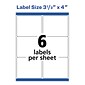 Avery TrueBlock Laser Shipping Labels, 3-1/3" x 4", White, 6 Labels/Sheet, 25 Sheets/Pack   (5264)