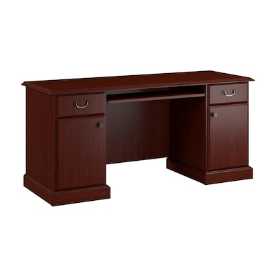 Bush Business Furniture 66W Arlington Computer Desk with Storage and Keyboard Tray, Harvest Cherry