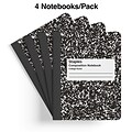 Staples® Composition Notebooks, 7.5 x 9.75, College Ruled, 100 Sheets, Black/White Marble, 4/Pack