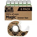 Scotch® Magic™ Greener Invisible Tape with Dispenser, 3/4 x 16.67 yds., 6 Rolls/Pack (6123)