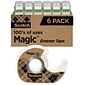 Scotch® Magic™ Greener Invisible Tape with Dispenser, 3/4" x 16.67 yds., 6 Rolls/Pack (6123)