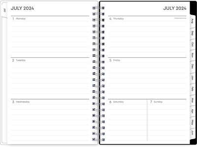 2024-2025 Blue Sky Analeis 5 x 8 Academic Weekly & Monthly Planner, Plastic Cover, White/Black (13