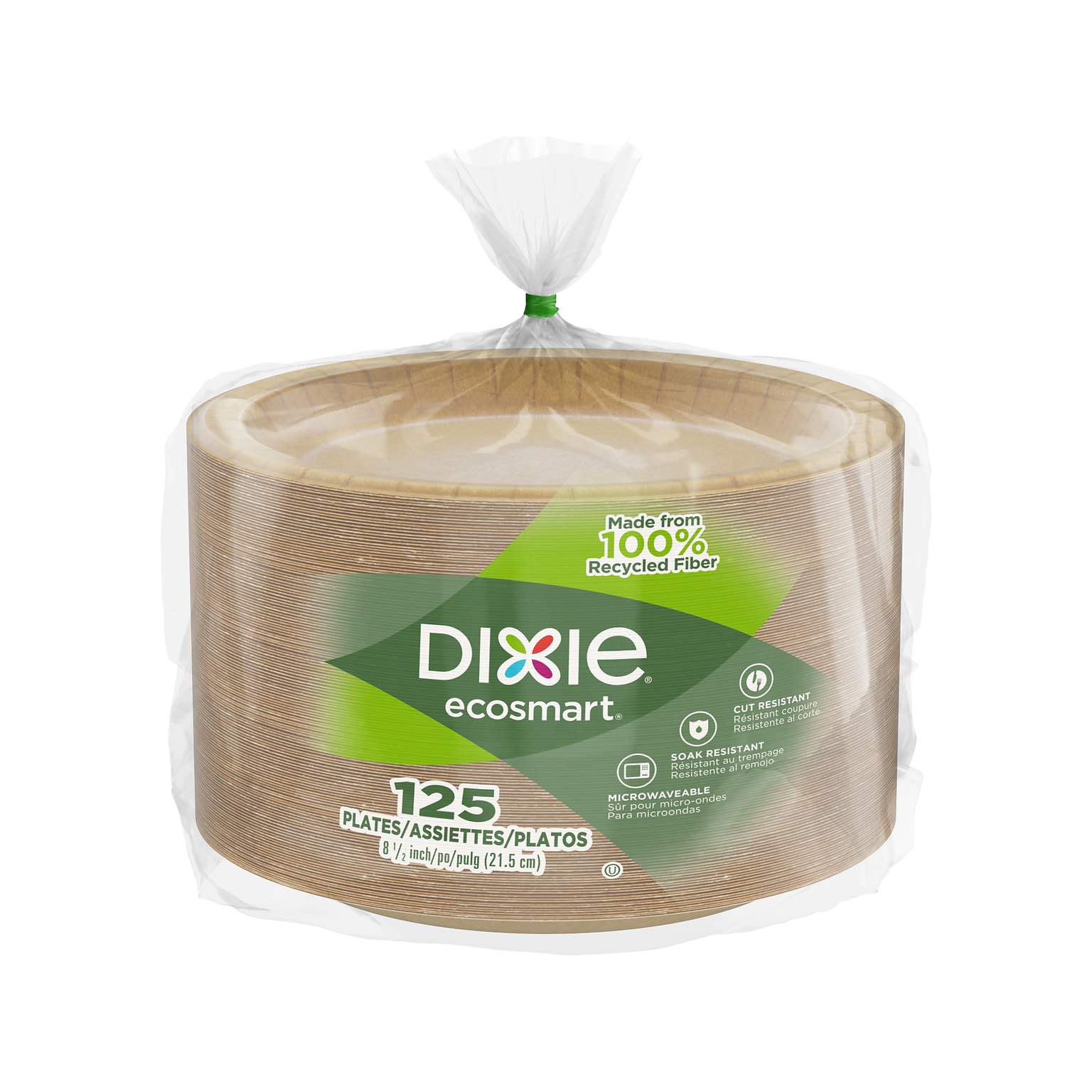 Dixie ecosmart 8.5Dia. Paper Plate, Brown, 125 Plates/Pack (RFP9WS)