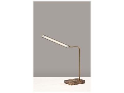Adesso Reader LED Desk Lamp, 15", Antique Brass/Brown Marble (3557-21)