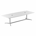 Bush Business Furniture 120W x 48D Boat Shaped Conference Table with Metal Base, White (99TBM120WHSV