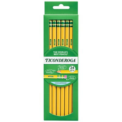 Ticonderoga The Worlds Best Pencil Wooden Pencil, 2.2mm, #2 Soft Lead, 2 Dozen (X13924X)