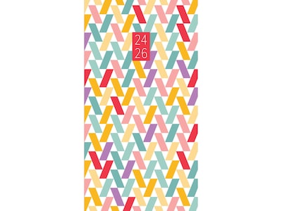 2024-2026 Willow Creek Abstract Party 3.5 x 6.5 Academic Monthly Planner, Paper Cover, Multicolor