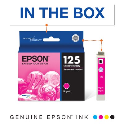 Epson T125 Magenta Standard Yield Ink Cartridge, Prints Up to 385 Pages (T125320-S)