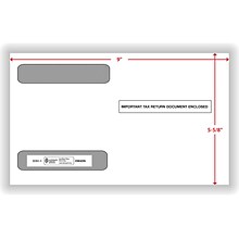 ComplyRight Double Window Envelope for W-2 (5218) Tax Form, 5.63 x 9, White/Black, 100/Pack (51511