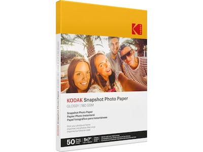 Kodak Snapshot Glossy Photo Paper, 5 x 7, 50 Sheets/Pack (41307)