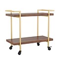 Martha Stewart Liam 2-Shelf Engineered Wood Mobile Office Storage and Printer Cart w/ Locking Wheels