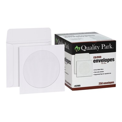 Quality Park Open End CD/DVD Envelopes, 5 x 5, White Wove, 250/Box (QUA62905)