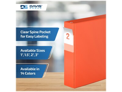 Davis Group Premium Economy 2" 3-Ring Non-View Binders, D-Ring, Orange, 6/Pack (2304-19-06)