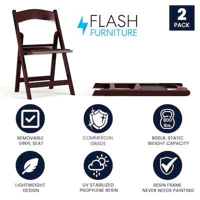 Flash Furniture Resin Folding Chair, Red Mahogany, Set of 2 (2LEL1MAH)