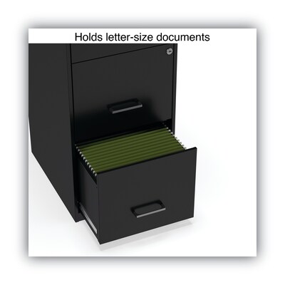 Alera® Soho 3 File-Drawer Vertical Standard File Cabinet, Letter Size, Lockable, 34.9"H x 14"W x 18"D, Black (2806770)