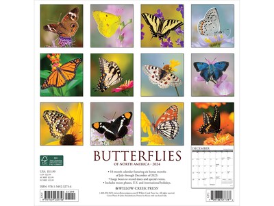 2024 Willow Creek Butterflies 12 x 12 Monthly Wall Calendar (32756)