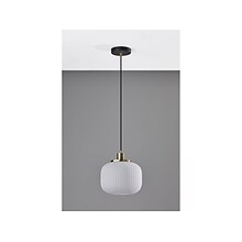 Adesso Hazel 1-Light Incandescent Pendant, Antique Brass/White (4276-21)