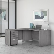 Bush Business Furniture Studio C 60W L Shaped Desk with Mobile File Cabinet and Return, Platinum Gr