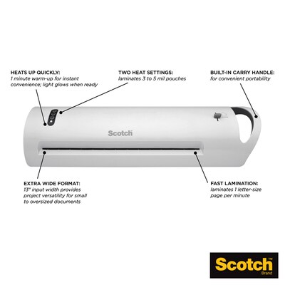 Scotch Thermal Laminator with 20 Letter Size Pouches, 13" Width (TL1302XVP)
