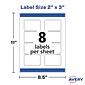 Avery Print-to-the-Edge Laser/Inkjet Labels, 2" x 3", Glossy Clear, 8 Labels/Sheet, 10 Sheets/Pack, 80 Labels/Pack (22822)