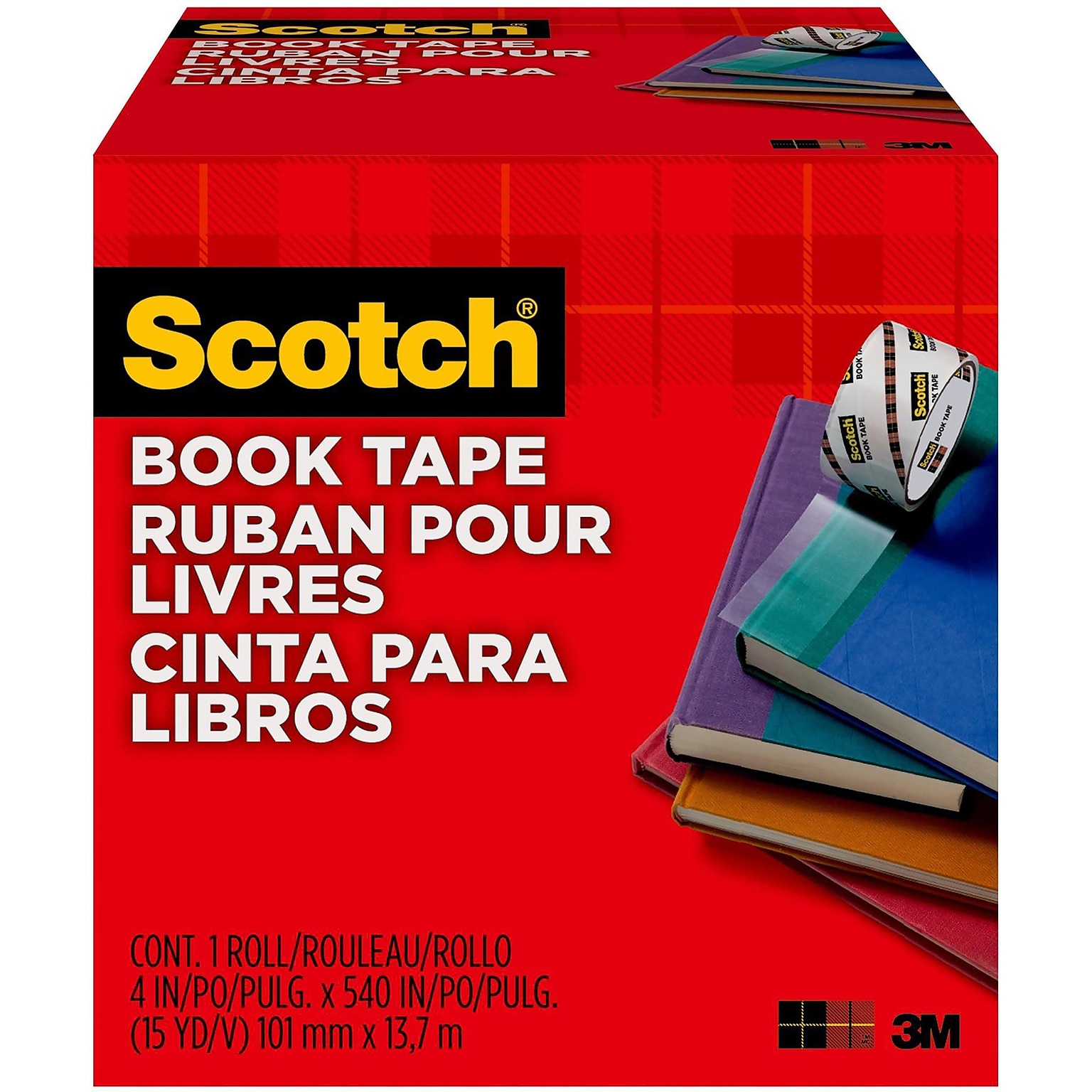 Scotch® Book Transparent Tape,  4 x 15 yds. (845-400)