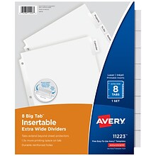 Avery Big Tab Extra-Wide Insertable Paper Dividers, 8 Tab, Clear, Clear Reinforced (11223)