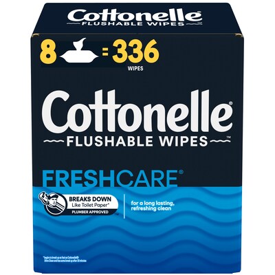 Cottonelle Flushable Toilet Paper Wipe, White, 42 Sheets/Pack, 8 Packs/Carton (51826)