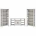 Bush Furniture Key West Tall TV Stand with Set of Two Bookcases, Linen White Oak, Screens up to 65