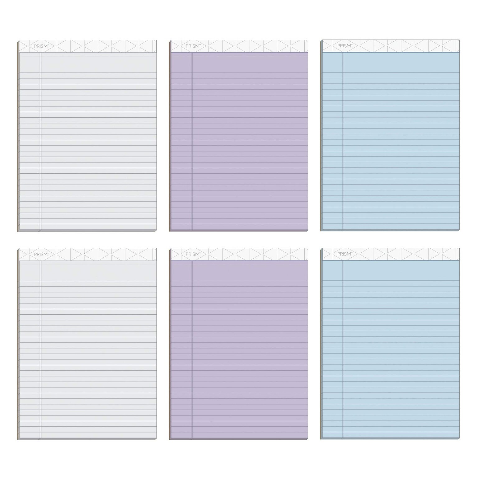 TOPS Prism Notepad, 8.5 x 11.75, Wide Ruled, Assorted, 50 Sheets/Pad, 6 Pads/Pack (TOP63116)