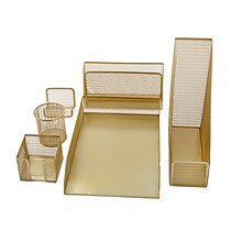 Martha Stewart Ryder 6-Piece Mesh Metal Desktop Organizer Set, Gold (HHOHD146GLD)