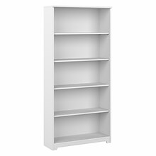 Bush Furniture Cabot 66H 5-Shelf Bookcase with Adjustable Shelves, White (WC31966)