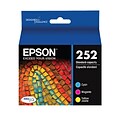 Epson T252 Cyan/Magenta/Yellow Standard Yield Ink Cartridge, 3/Pack