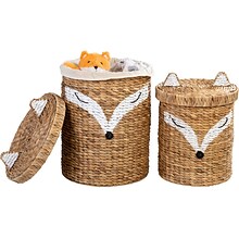 Honey-Can-Do Fox-Shaped Storage Baskets with Lids, Nesting, Brown/White, 2/Set (STO-09151)