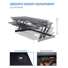 Rocelco 37.5 Height Adjustable Standing Desk Converter with Anti Fatigue Mat, Sit Stand Up Riser, B