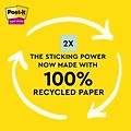 Post-it Recycled Super Sticky Notes, 4 x 4, Oasis Collection, Lined, 70 Sheet/Pad, 3 Pads/Pack (67