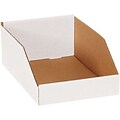 Open Top Corrugated Parts Bin Box for 12 Deep Shelving; 4-1/2Hx4Wx12D, White, 50/CS