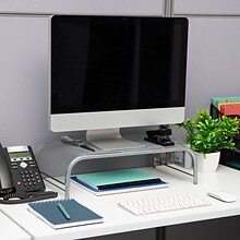 Mind Reader Ventilated Monitor Stand with Side Storage, Silver (MESHM-SIL)