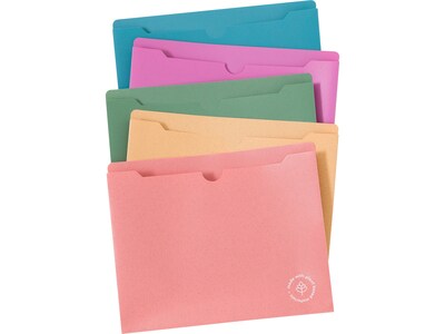 U Brands U-Eco Plastic File Jackets, 1" Expansion, Letter Size, Assorted Colors, 10/Pack (6595U01-12)