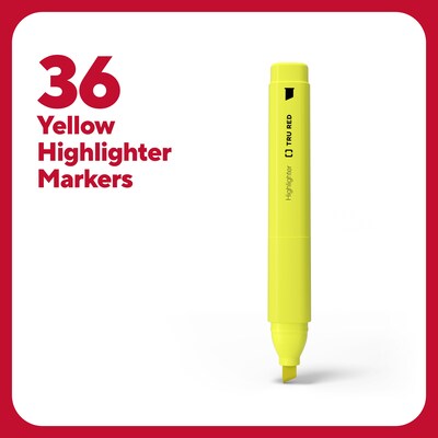 TRU RED™ Tank Highlighter with Grip, Chisel Tip, Yellow, 36/Pack (TR54581)