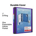 Staples® Better 1 3 Ring View Binder with D-Rings, Purple (19065)