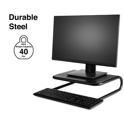 Staples® Metal Monitor Stand, Black, 4H x 14W x 11D