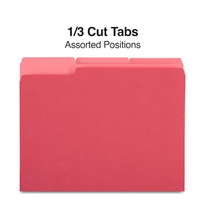 Staples® File Folders, 1/3 Cut Tab, Letter Size, Red, 100/Box (TR224519)