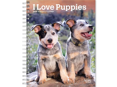 2024 BrownTrout I Love Puppies 6 x 7.75 Weekly & Monthly Engagement Planner, Multicolor (978197546