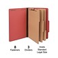 Quill Brand® 2/5-Cut Tab Pressboard Classification File Folders, 3-Partitions, 8-Fasteners, Legal, Red, 15/Bx (7-45030)