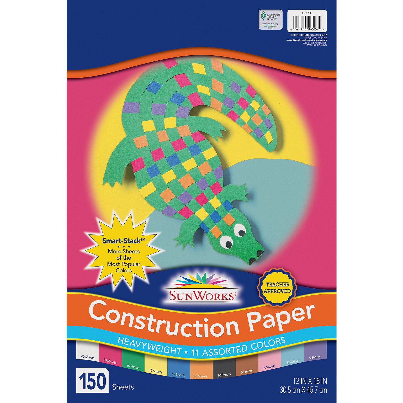 Prang Smart Stack 12 x 18 Construction Paper, Assorted Colors, 150 Sheets/Pack (P6526)
