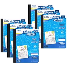 Mead Primary Journal, 7.5 x 9.5, Half Page Ruled, 100 Sheets Per Book, Pack of 6 (MEA09554-6)