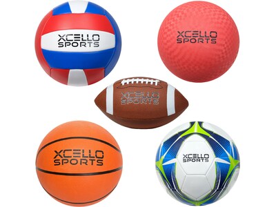 Xcello Sports Multisport 5-Ball Assortment Set, Assorted Colors (XS-Multi-Sport-5Ball-Asst)
