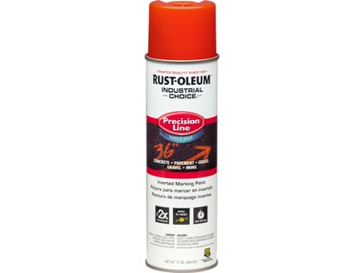 Rust-Oleum Industrial Choice Precision Line Inverted Marking Paint, APWA Alert Orange, 17 oz., 12/Pa