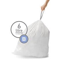 simplehuman 1.6 Gallon Trash Bag, Low Density, 1.2 mil, White, 360 Bags/Box (CW0251)